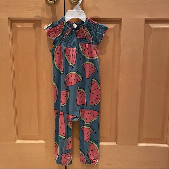 Tea Collection Other - NWT Tea Collection Smocked Top Watermelon Print Jumpsuit Size 12-18M